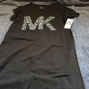 Michael Kors Black Tee Dress with Animal Print Logo